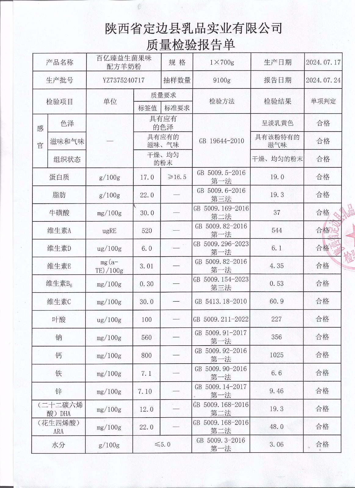 百億臻益生菌果味配方羊奶粉YZ7375240717
