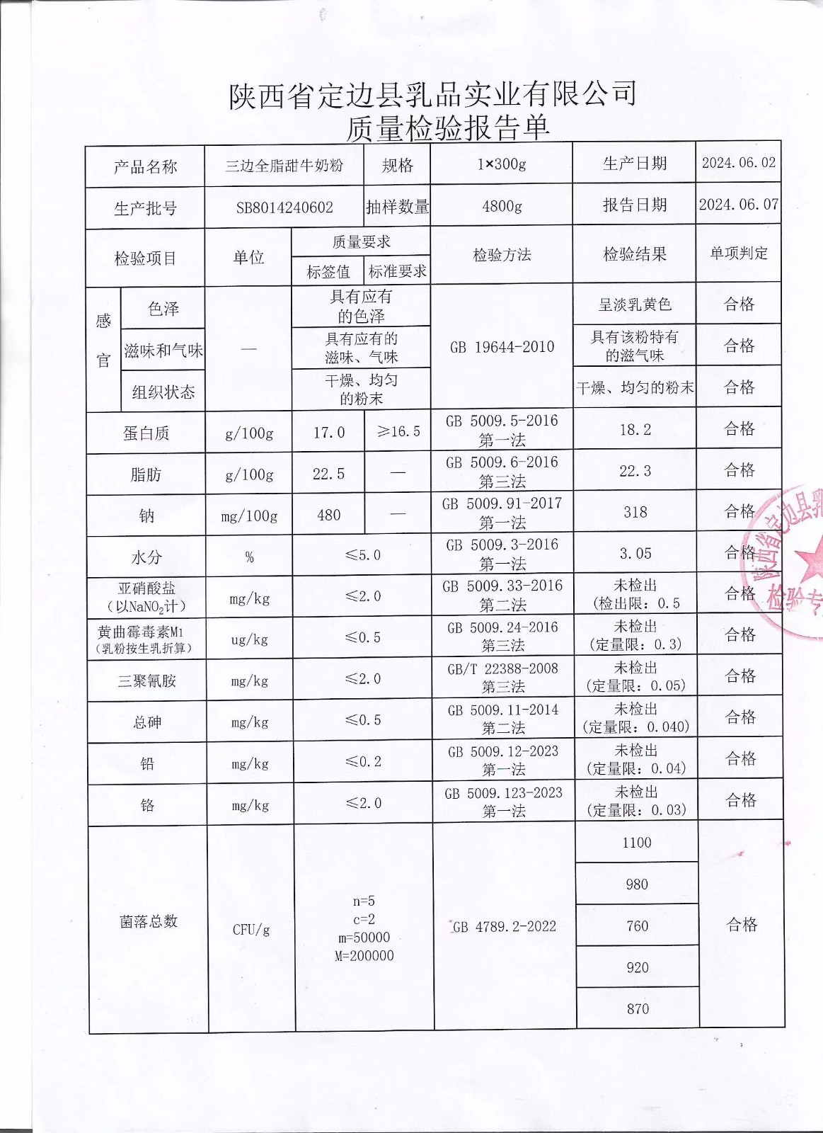 三邊全脂甜牛奶粉SB8014240602